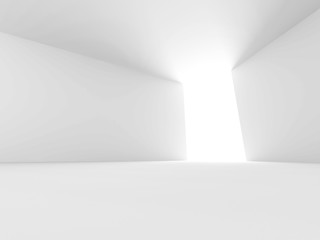 Abstract empty white interior with window and bright light