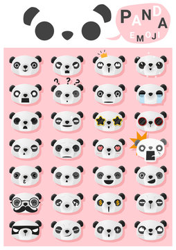 Panda Emoji Icons , Vector , Illustration