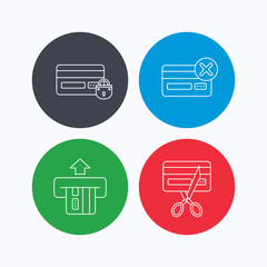 Bank credit card icons. Banking signs.