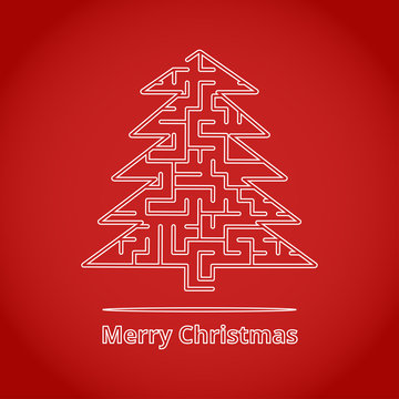christmas tree in the form of a labyrinth for Christmas card