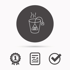 Tea bag icon. Natural hot drink sign.