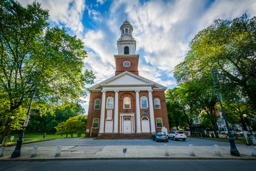 United Church On The Green in downtown New Haven, Connecticut. - obrazy, fototapety, plakaty