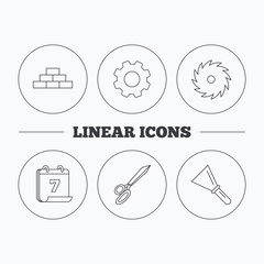 Wall, spatula and scissors icons.