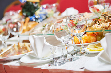 restaurant catering table with food