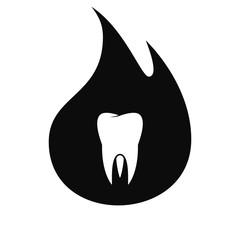 Flat paper cut style icon of tooth. Dentistry symbol