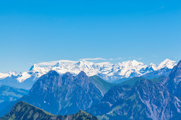 Obraz premium Panorama view of Bernese Alps from Rochers-de-Naye