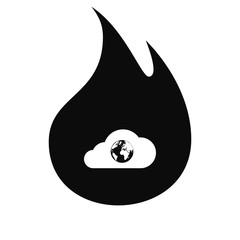 Flat paper cut style icon of cloud with globe inside