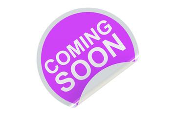 Coming soon circle sticker, sale and discount concept. 3D render