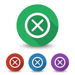 White Cancel icon in different colors set