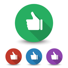 White Thumb Up icon in different colors set