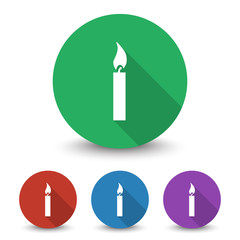 White Candle Light icon in different colors set