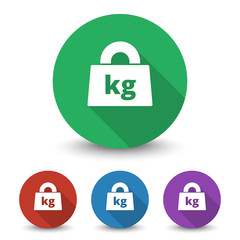 White Weight Kilograms icon in different colors set