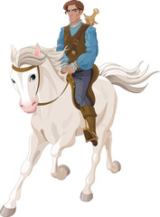 Prince Charming riding on a horse