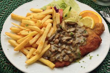 Schnitzel with mushroom sauce
