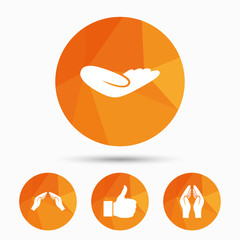 Obraz premium Hand icons. Like thumb up and insurance symbols.