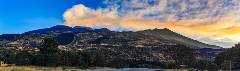 Mount Etna Volcano Panorama at Sunrise