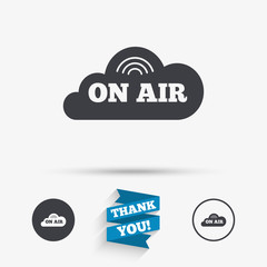 On air sign icon. Live stream symbol.
