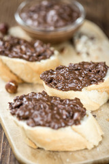 Fresh made sandwich with Chocolate Cream