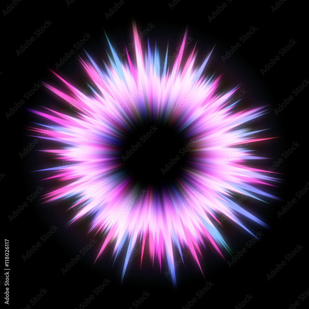 Wall mural graphic image jfcosmic explosion with radiating color and shading rays in the middle.