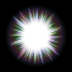 Bright big bang, like a star with long light rays.