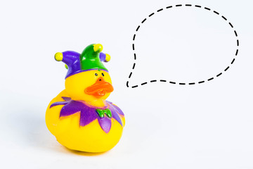 bath duck with with callout symbol on white background,duck toy,Cute yellow rubber duck