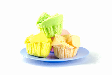 cotton wool cake. thailand dessert isolated on white background