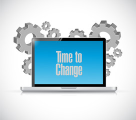 time to change laptop computer sign isolated