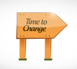 time to change wood sign illustration