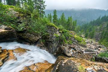 Big waterfall on the Kamenka river, view from above