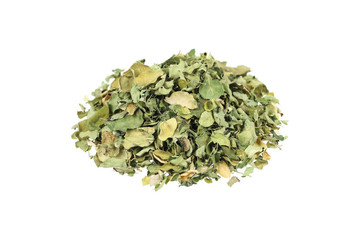 pile of dried leaves isolated on white