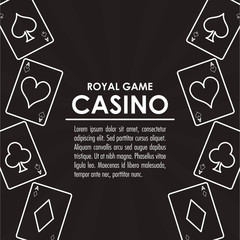 cards casino las vegas game icon. White and black illustration. Vector graphic