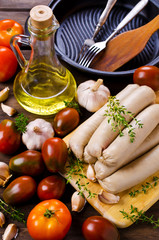 Homemade raw sausages