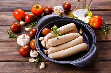 Homemade raw sausages