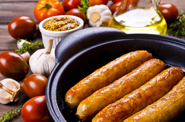 Homemade grilled sausages