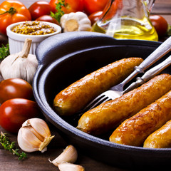 Homemade grilled sausages