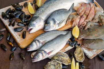 Seafood with fresh herbs. Healthy food