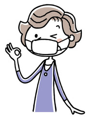 シニア女性：マスク
