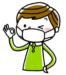 男の子：マスク
