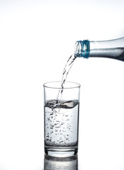 pouring water in glass