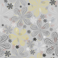 Gray floral seamless pattern