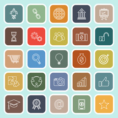 Start up line flat icons on green background