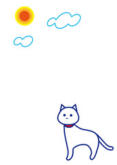 白猫　お日さま
