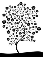 Black and white flowering plant vector