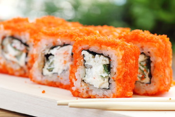 Sushi rolls on the table