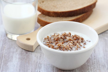 Boiled buckwheat with milk