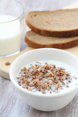 Boiled buckwheat with milk