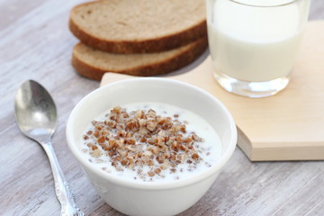 Boiled buckwheat with milk