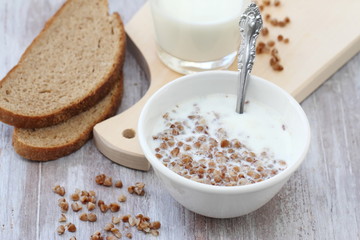 Boiled buckwheat with milk