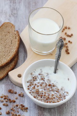 Boiled buckwheat with milk
