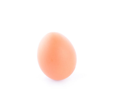 Single brown chicken egg isolated on white